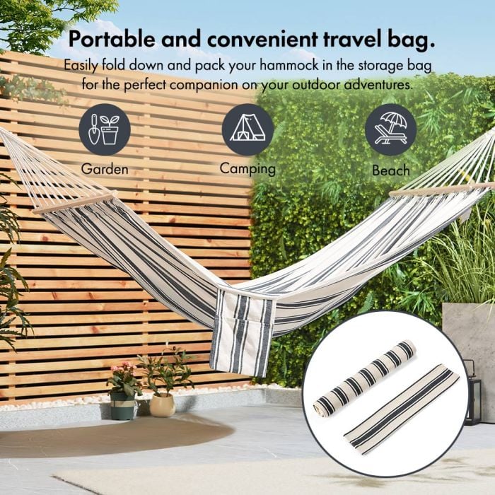 1 Person Garden Hammock with Spreader Bars – Blue & White