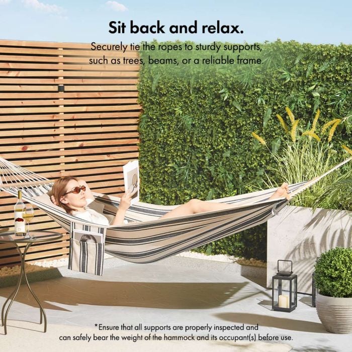 1 Person Garden Hammock with Spreader Bars – Blue & White