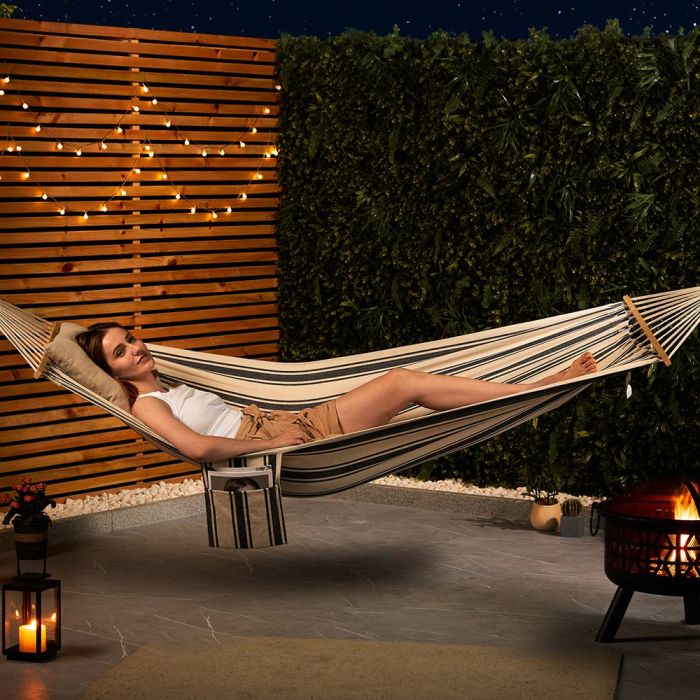 1 Person Garden Hammock with Spreader Bars – Blue & White
