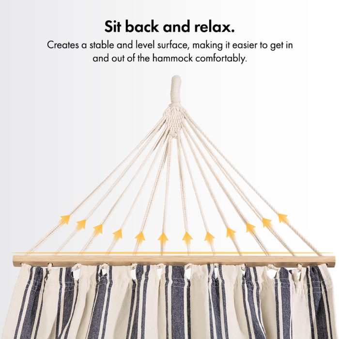 1 Person Garden Hammock with Spreader Bars – Blue & White