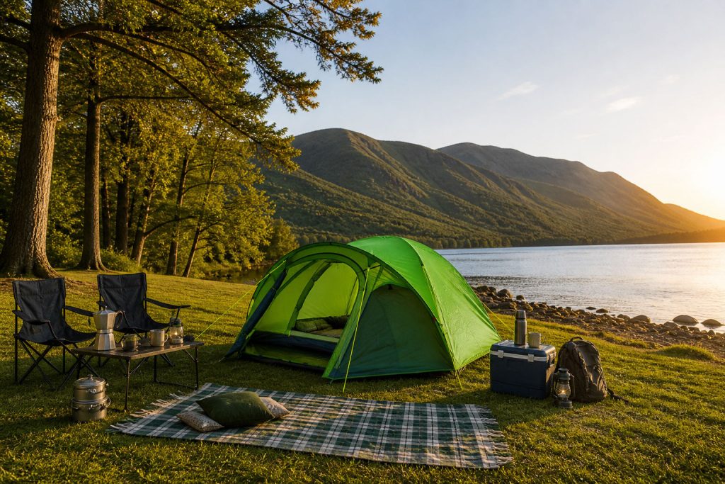 Four Person Tent Double Skin Dome - Green - Summit