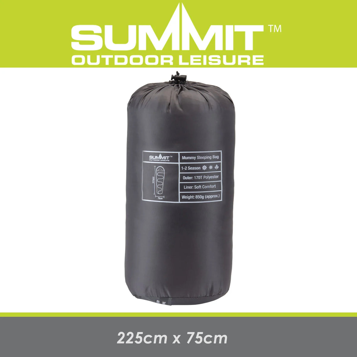 Summit 1-2 Season Mummy Sleeping Bag - Grey