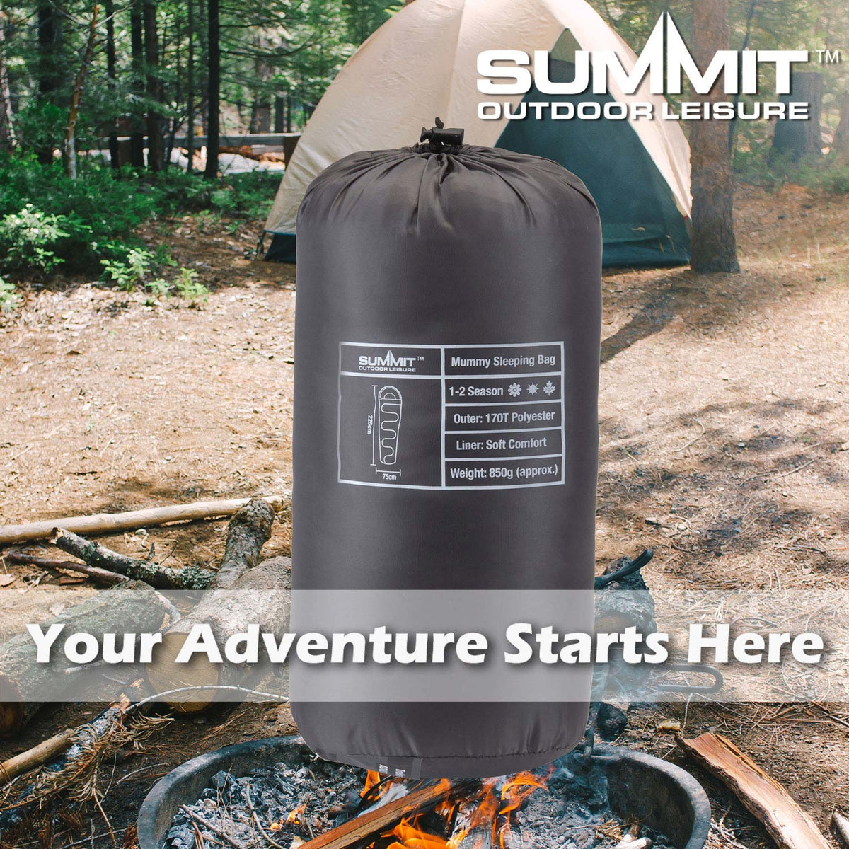 Summit 1-2 Season Mummy Sleeping Bag - Grey