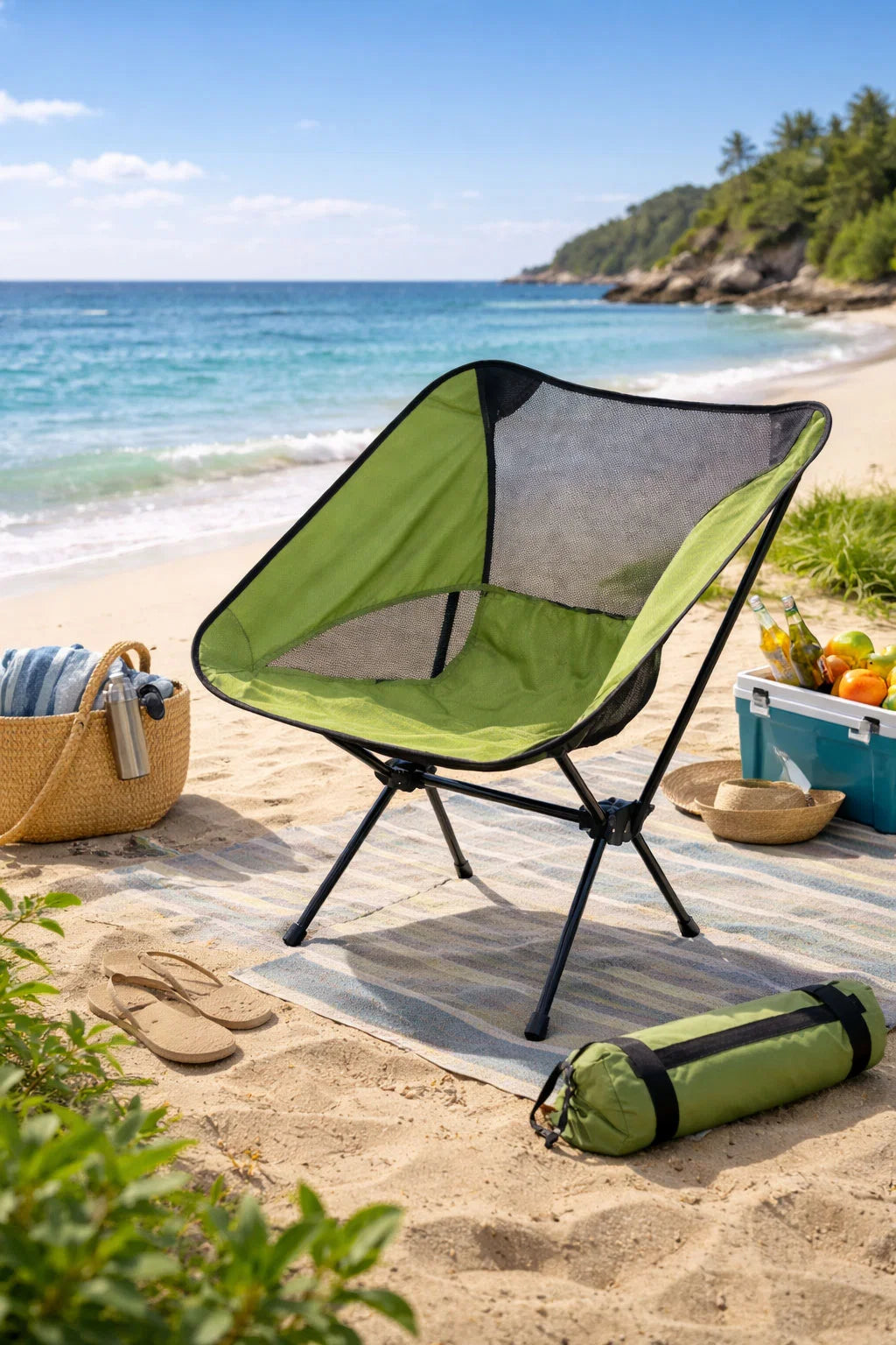 2 Pack Ultralight Camping Chairs – Compact Folding Packaway Chairs – Forest Green