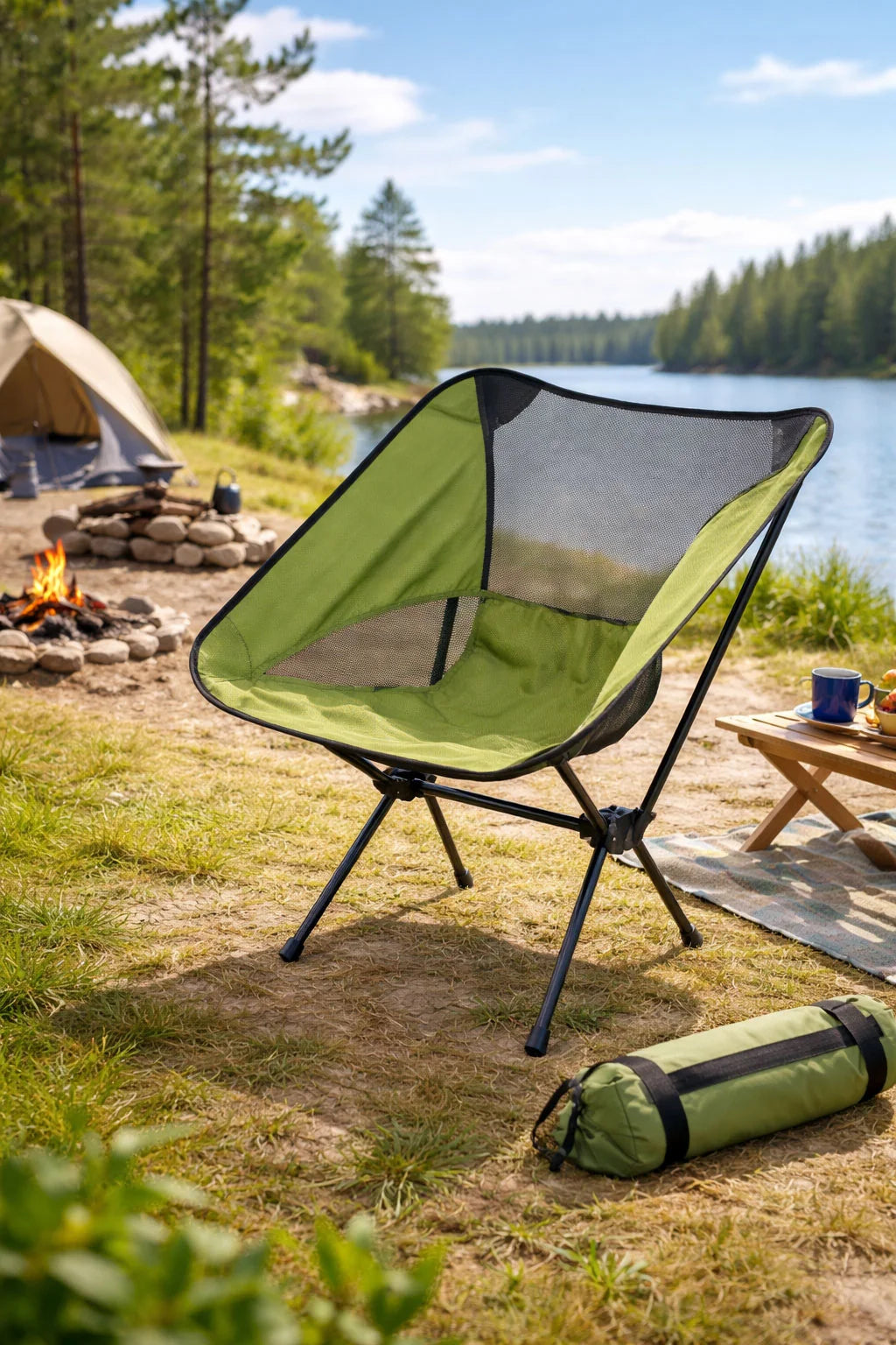 Ultralight Camping Chair – Compact Folding Packaway Chair – Forest Green