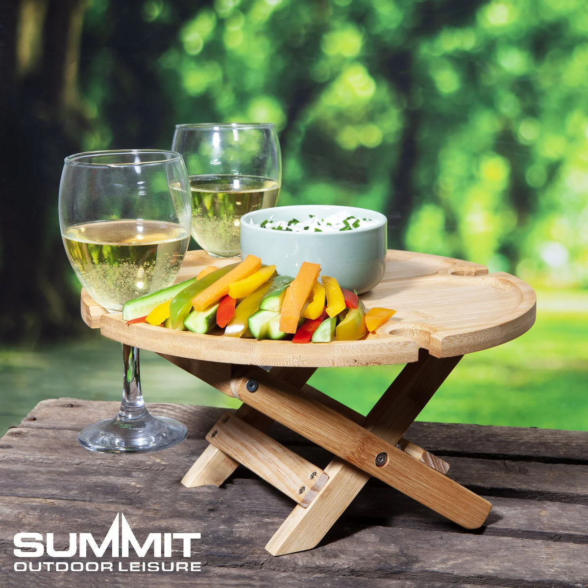 Summit Bamboo Folding Snack Table