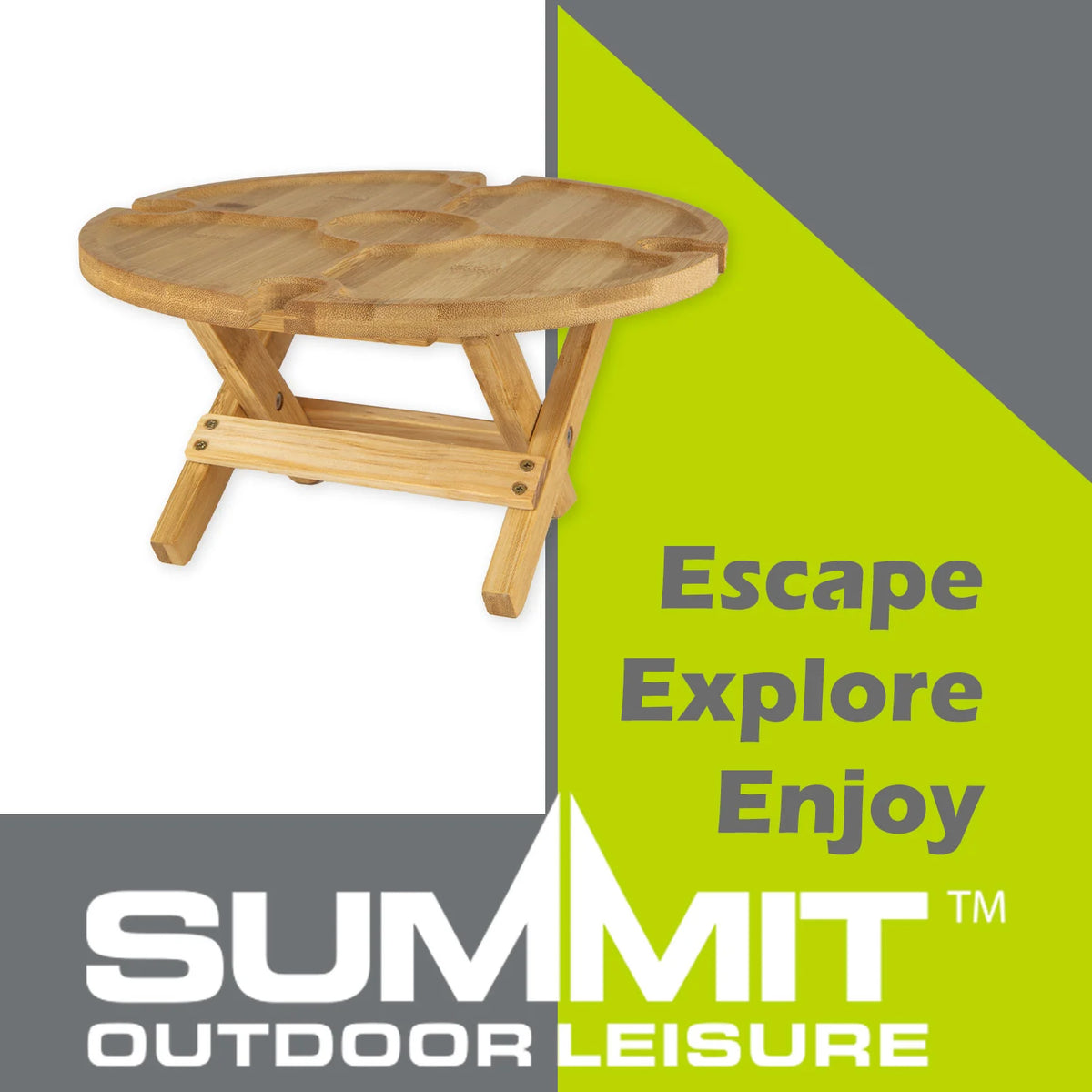 Summit Bamboo Folding Snack Table