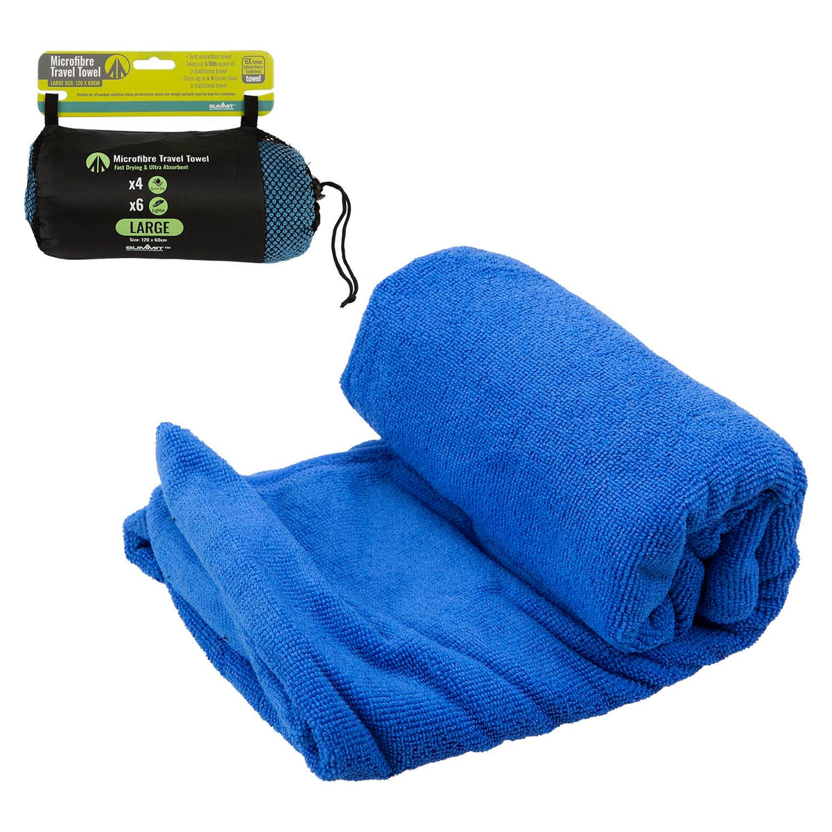 2 Pack Large Microfibre Camping Towels – 120 × 60cm