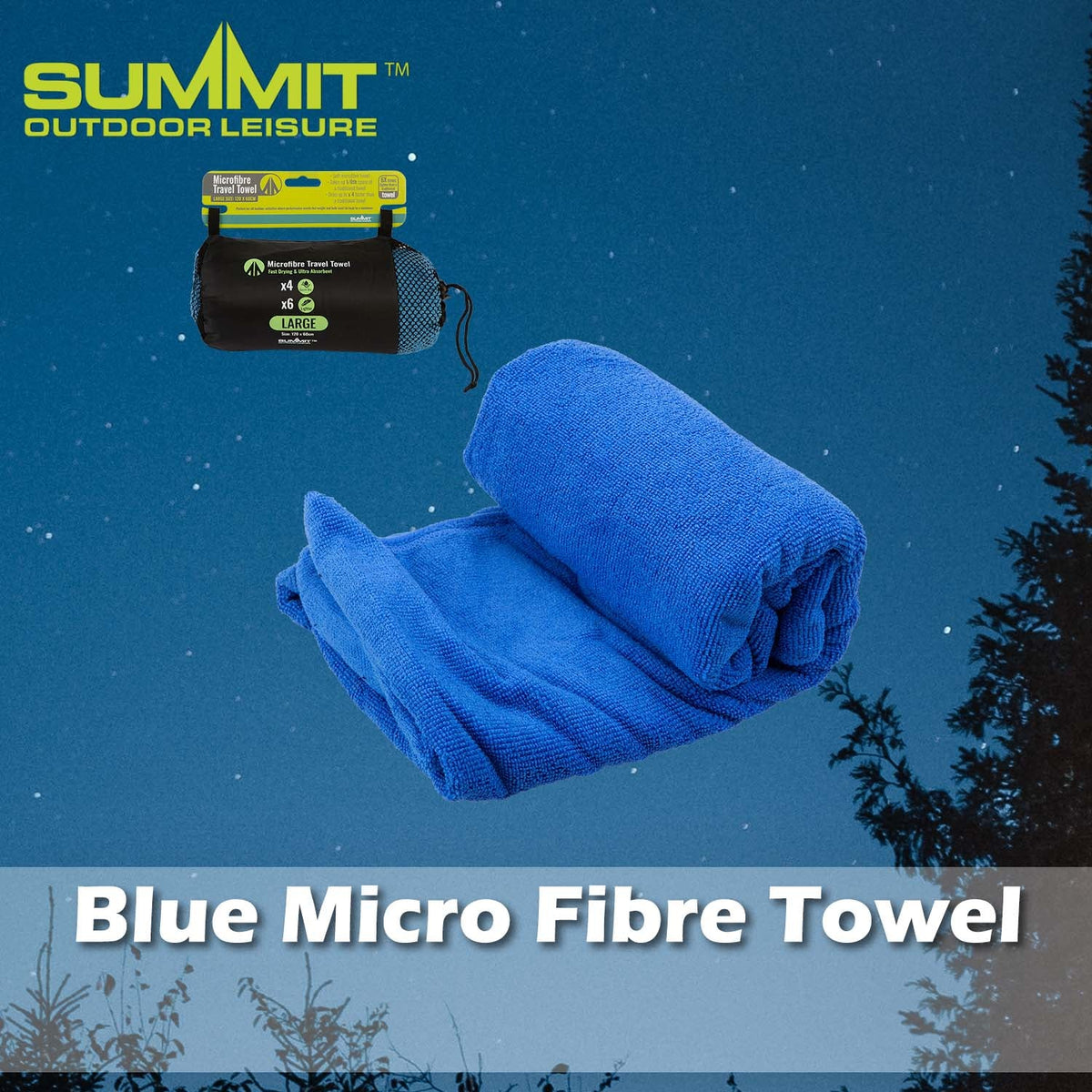 2 Pack Large Microfibre Camping Towels – 120 × 60cm