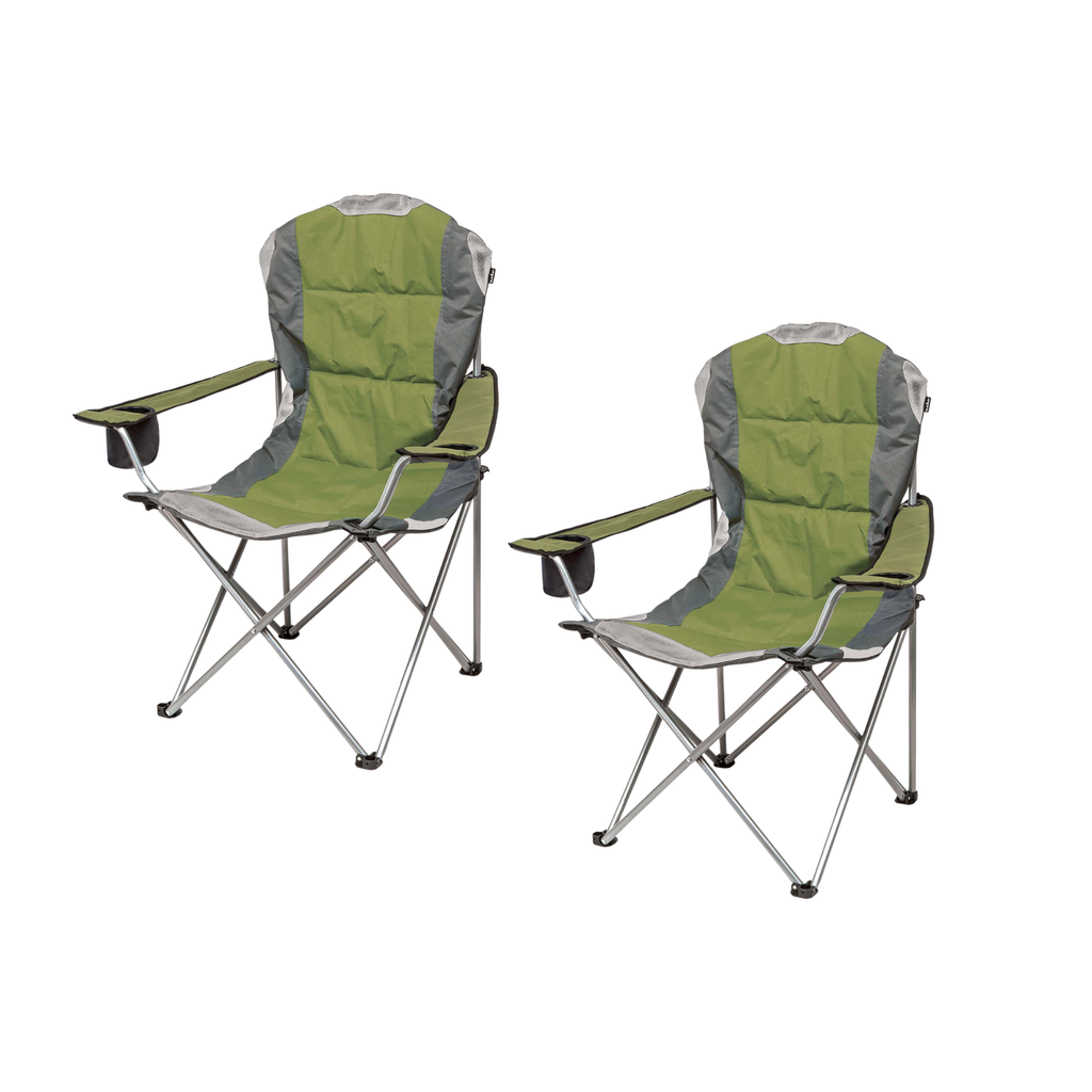 2 Pack Padded Relaxer Camping Chairs - Forest Green