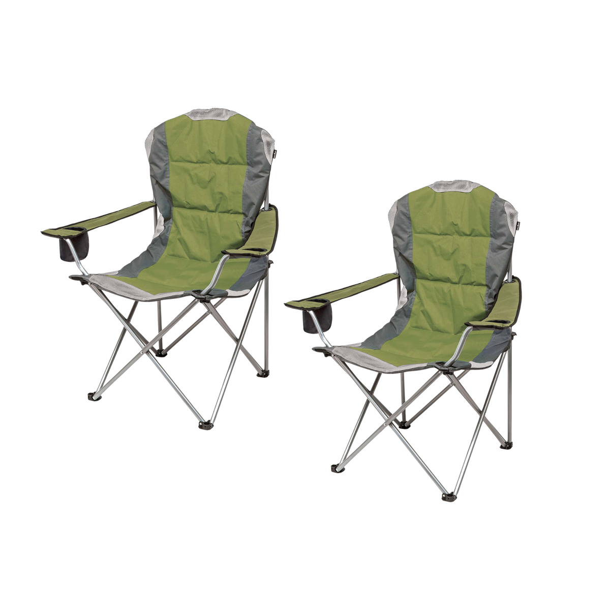 2 Pack Padded Relaxer Camping Chairs - Forest Green