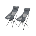 2 Pack High Back Camping Chairs – Lightweight Folding Packaway Chairs – Grey