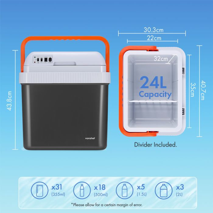 24L Electric Cool Box – Hot & Cold Insulated Camping Cooler