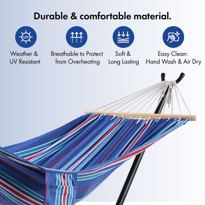 1 Person Garden Hammock with Stand – Blue & Red