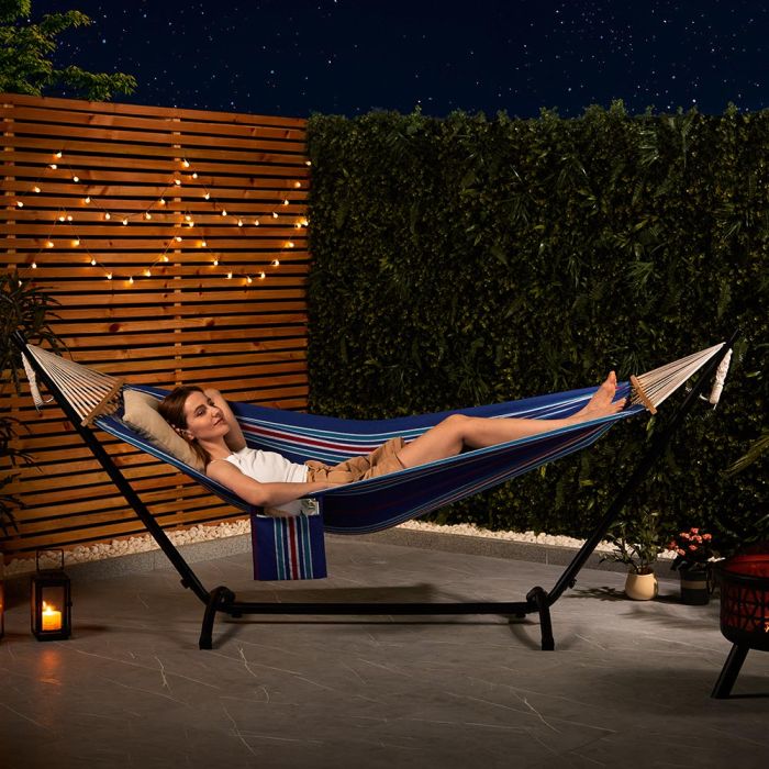 1 Person Garden Hammock with Stand – Blue & Red