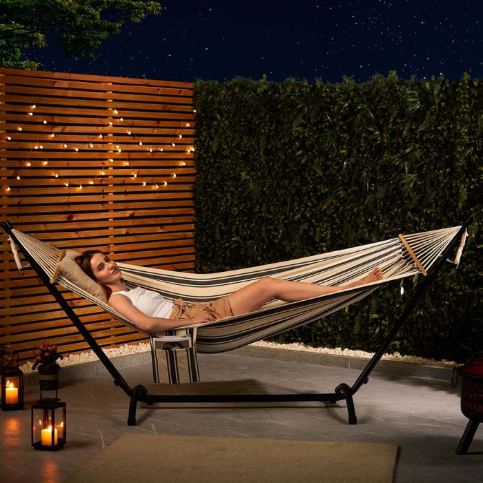1 Person Garden Hammock with Stand – Blue & White