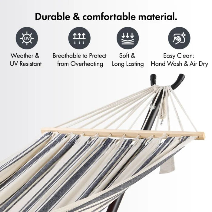 1 Person Garden Hammock with Stand – Blue & White