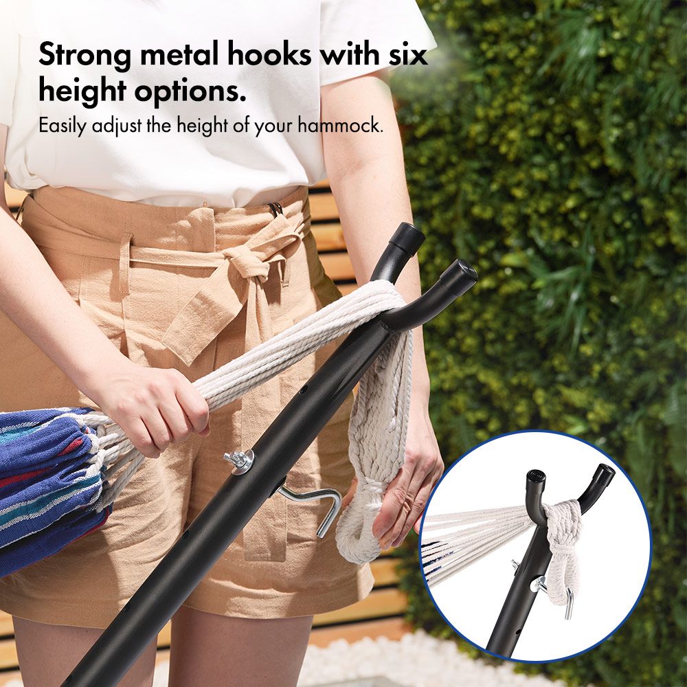 2 Person Garden Hammock with Stand – Bue & Red