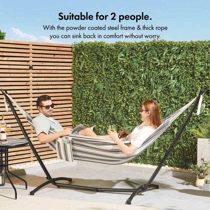 2 Person Garden Hammock with Stand – Blue & White