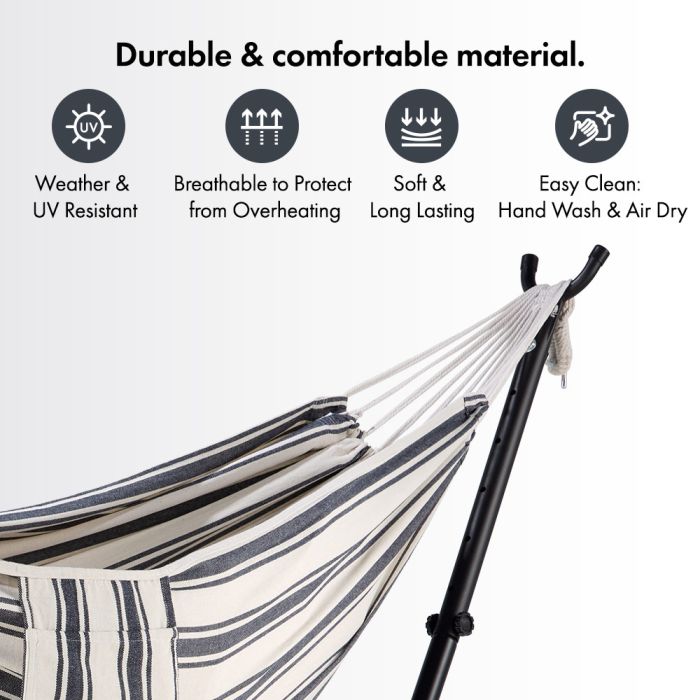 2 Person Garden Hammock with Stand – Blue & White