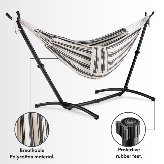 2 Person Garden Hammock with Stand – Blue & White