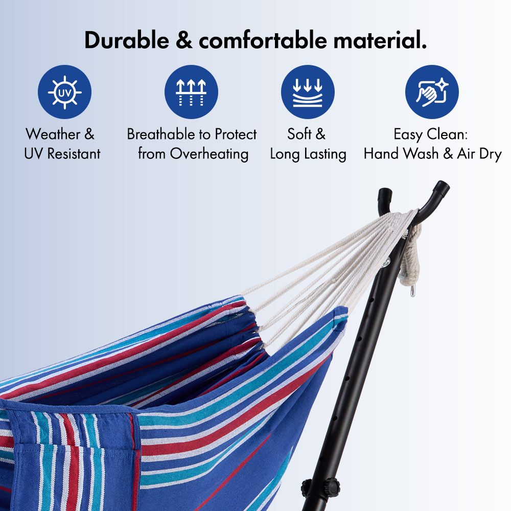 2 Person Garden Hammock with Stand – Bue & Red