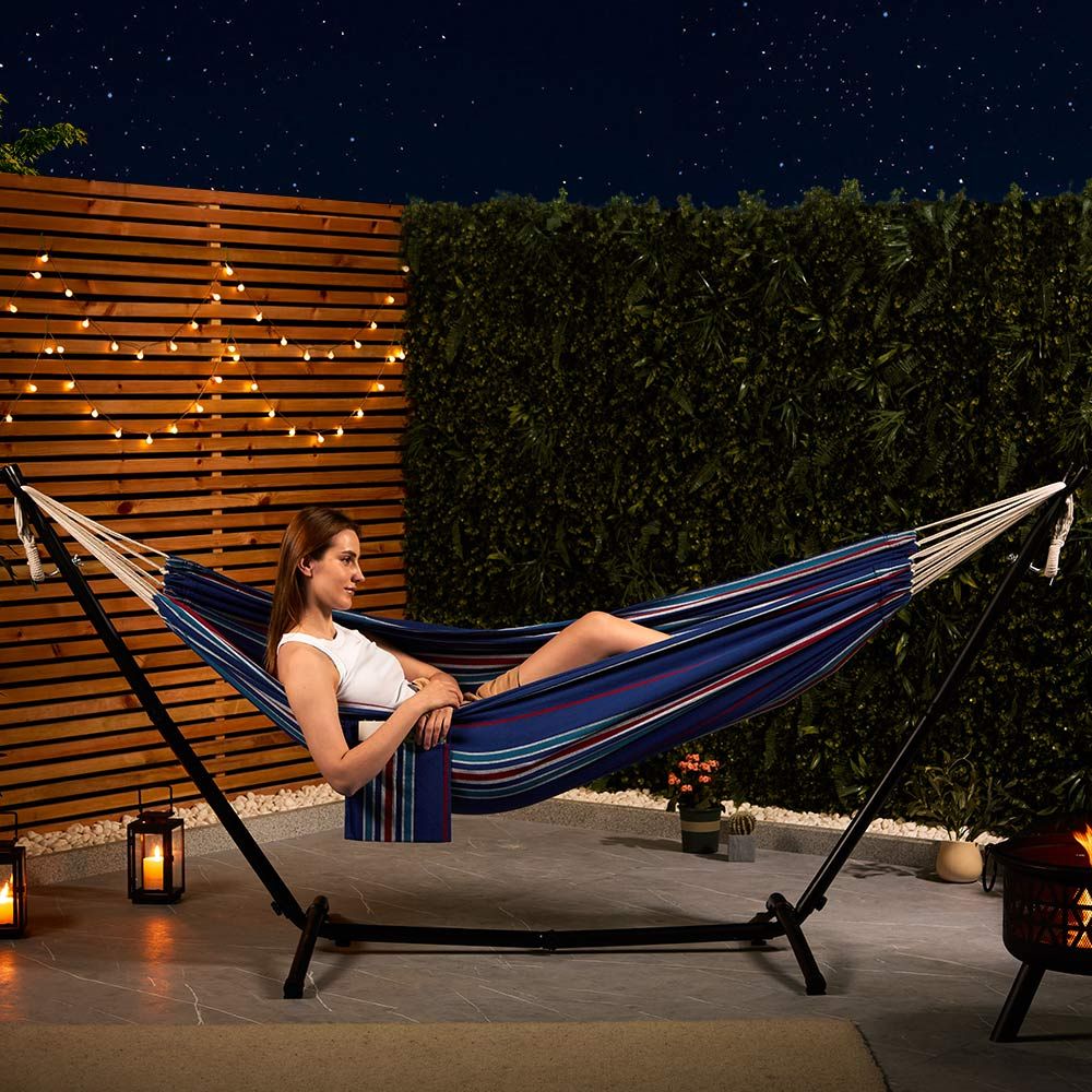 2 Person Garden Hammock with Stand – Bue & Red