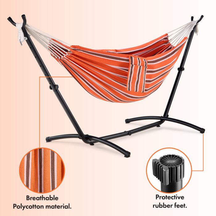 2 Person Garden Hammock with Stand – Orange