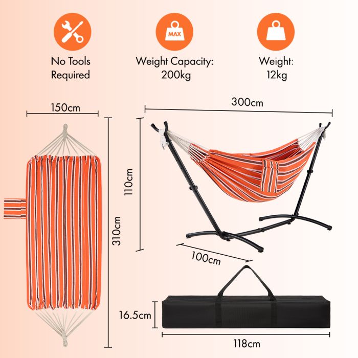 2 Person Garden Hammock with Stand – Orange