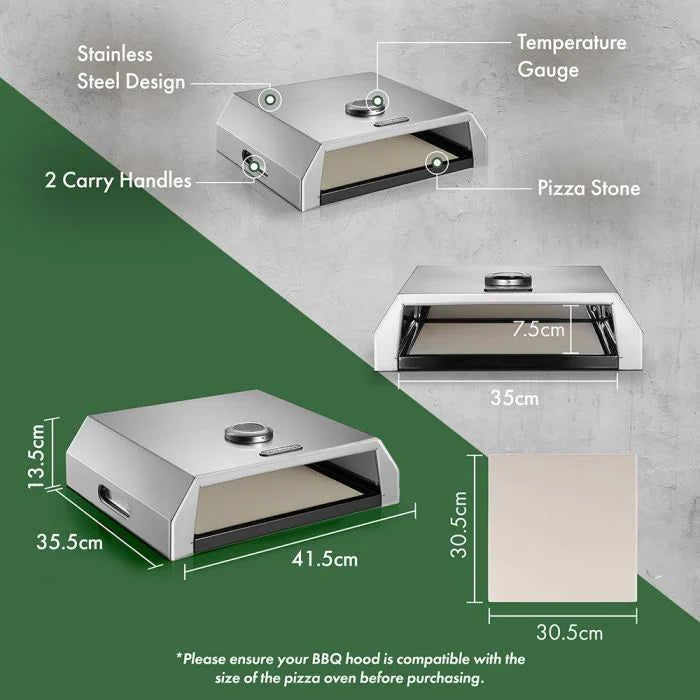 BBQ Pizza Oven with Stone – Stainless Steel Grill-Top Pizza Oven