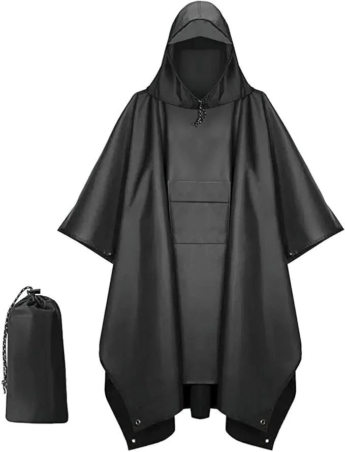 2 Pack Reusable Hooded Rain Ponchos – Waterproof Outdoor Ponchos – Grey