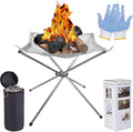 42cm Portable Folding Fire Pit – Stainless Steel Mesh for Camping