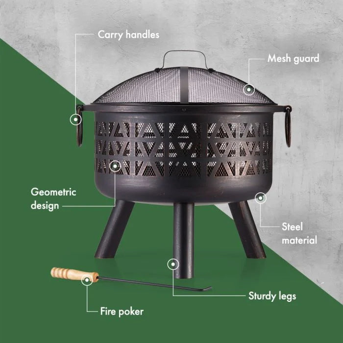 VonHaus Round Geo Design Fire Pit